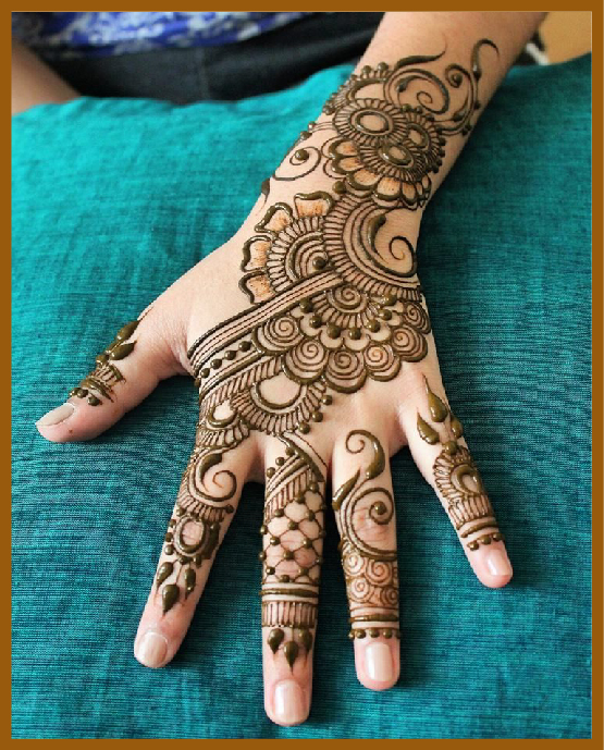 Modern Aesthetic Back Hand Mehndi With Flower Net